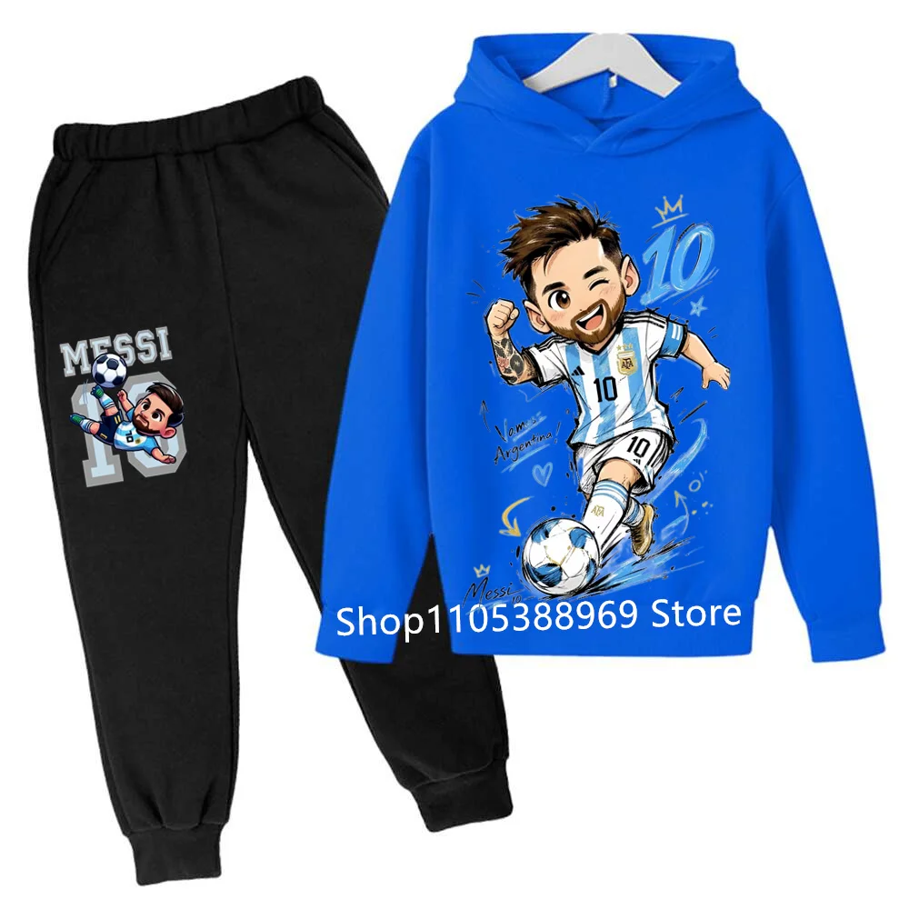 Spring Autumn Children's Set Sports Messi Print Hoodie Set Pants Suit 2pcs Set Boys Girls Kid Clothing Casual Fashion Tracksuit