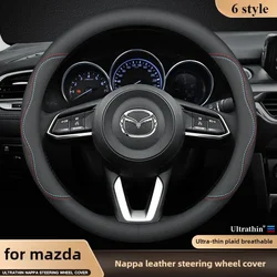 Leather Car Steering Wheel Cover for Mazda 2 3 5 6 CX90 BT-50 CX-60 CX-4 CX5 CX9 CX7 CX3 CX70 CX80 CX50 MX5 MX50 Accessories