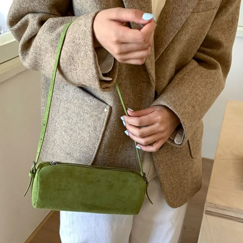 

Сумка на плечо, замшевая подушка, сумка большой емкости, сумки-хобо с напуском, яркие цвета, однотонная большая сумка в корейском стиле