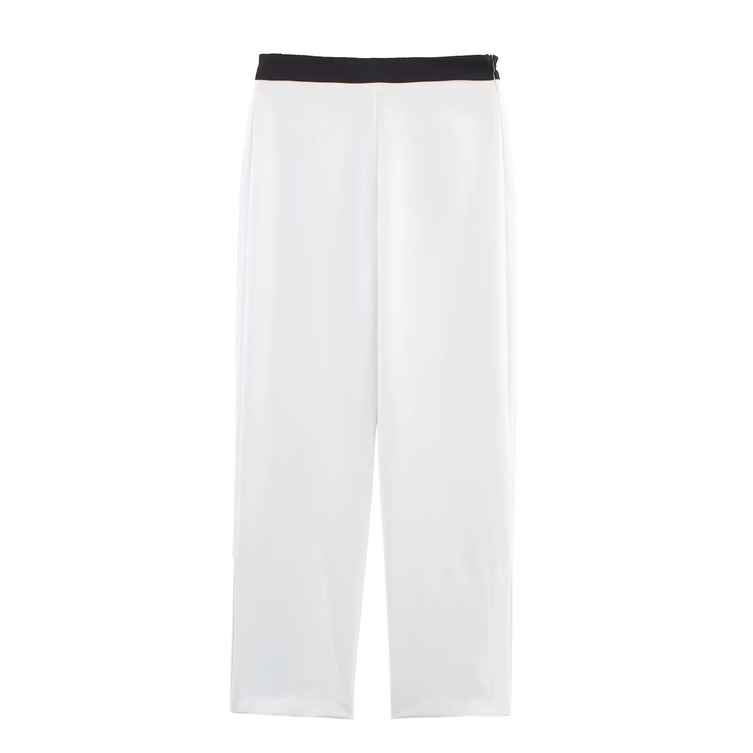 

2025 new women's European and American style casual versatile mid-waist trousers with split legs and straight trousers