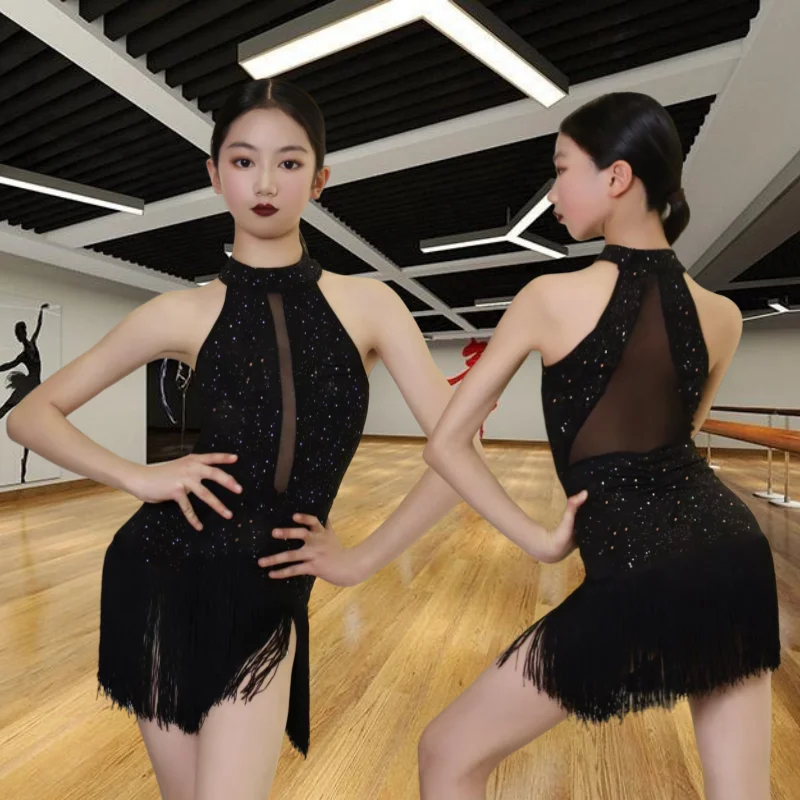 

Girls' Latin dance costumes childrens dance skirts new practice clothes high-end competition and performance practice clothes
