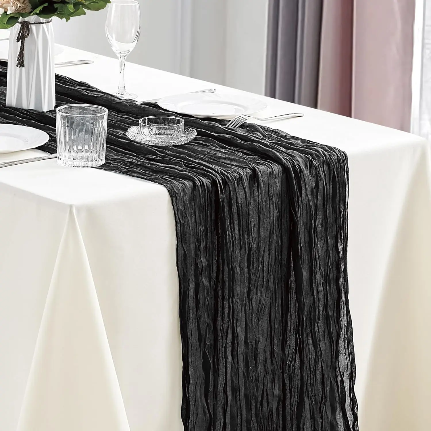 10 stuks kaasdoek tafelloper boho gaas tafelloper 40x270cm romantische tafelloper voor bruiloft bruids douche verjaardagsfeestje