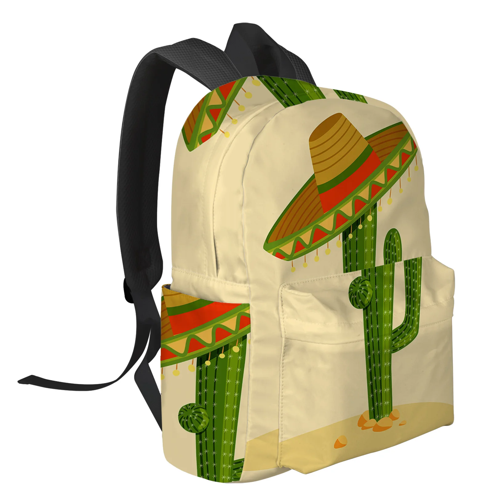 Cactus Straw Hat Color Block Fashion Women Backpack Girl Travel Book Bags Laptop Backpacks Travel Rucksack Schoolbag