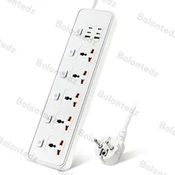 Universal Electric Power Strip Plug EU Outlet Power Socket With 6AC USB Ports Surge Protector Charger 2M Extension Cord Socket