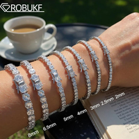 2-8mm D VVS1 Moissanite Tennis Bracelet For Women Men Sparkling Diamond GRA 925 Sterling Silver Plated 18k White Gold Bracelets