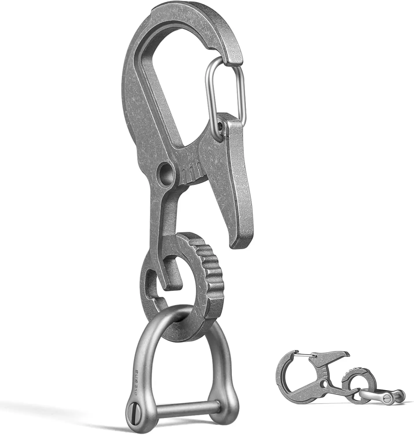 

Titanium alloy Carabiner Keychain Clip,EDC Key Carabiner, Mens Quick Release Key Ring Holder with Bottle Opener, Key Chain Hook