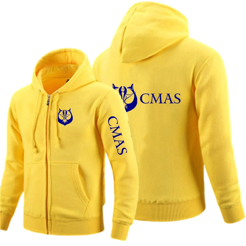2025 Spring And Autumn Man's Scuba Diving CMAS Logo Print Fitness Comfortable Hooded Coat Eye Catching Hoodies Jacket view 2