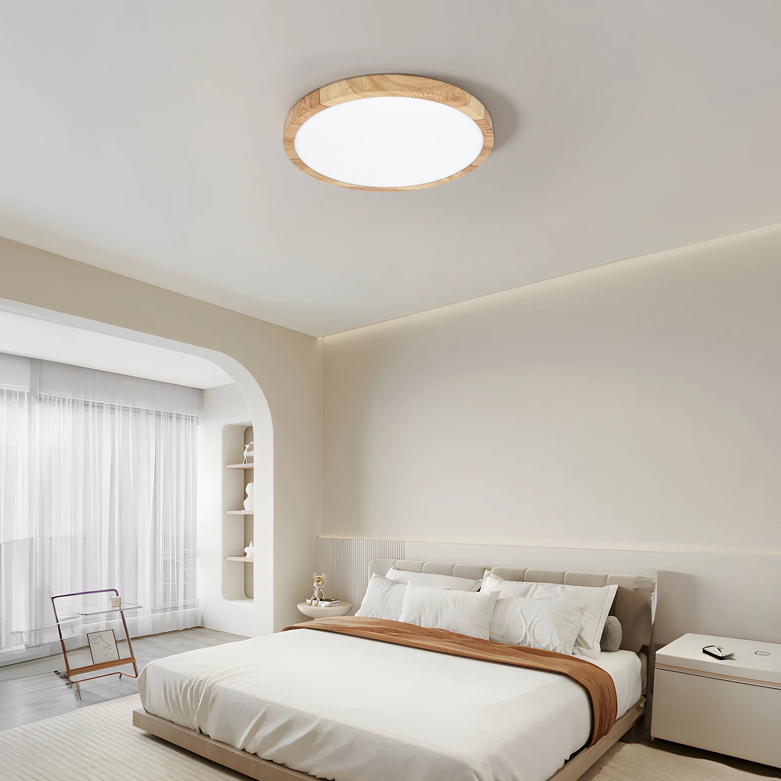 Modern LED Ceiling Light Wood Grain Golden One Light with 3 Colors Home Lighing Kitchen Bedroom Bathroom Surface Ceiling Lamp