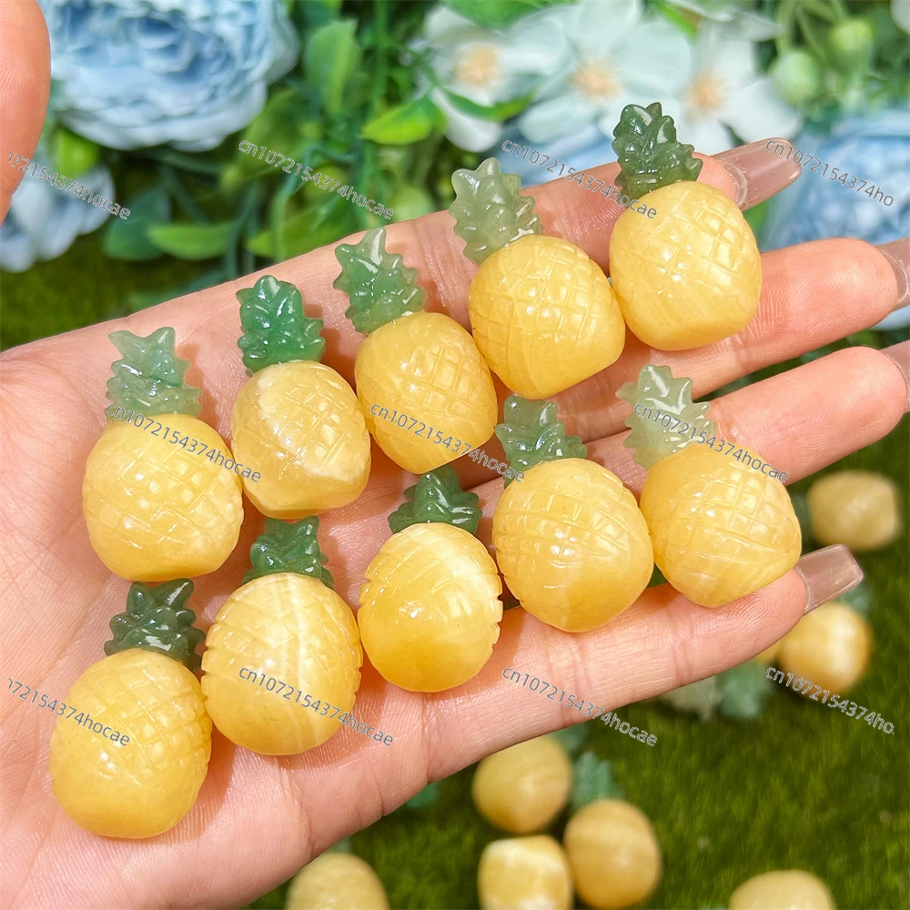 Hot sale crystal quartz healing green aventurine sweet lovely natural stone yellow calcite small pineapple for gift ornament