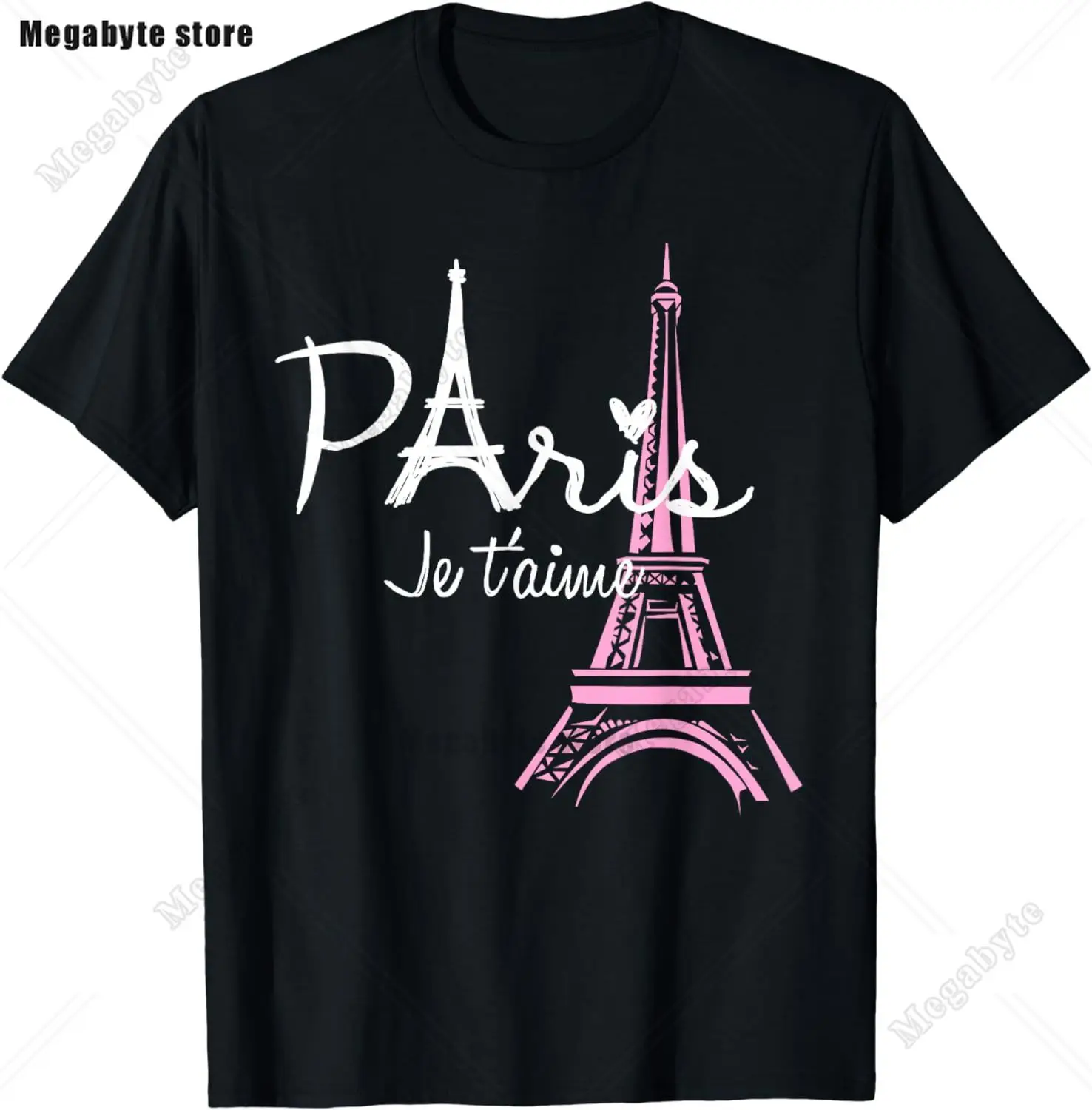 تي شيرت كلاسيكي بتصميم برج إيفل ، قطن ، تنفس ، كاجوال ، موضة ، ملابس شارع ، أنا أحب باريس ، فرنسا #3