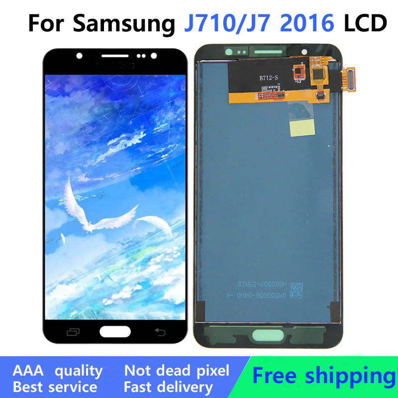 

Tested AMOLED LCD For Samsung J7 2016 J710 LCD Display With Touch Screen Digitizer Assembly SM-J710F 710H J710FN Repair Parts