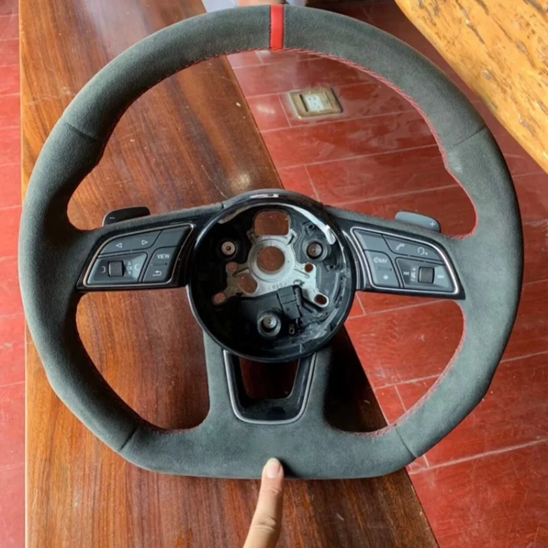 Suede Leather Steering Wheel For Audi A1 A3 A4 A5 A6 A7 S3 S4 S5 RS3 RS4 RS5 Multifunctional Steering Wheel Car Accessories