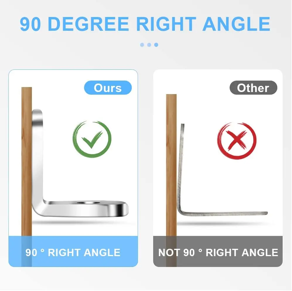 เหล็กฉากสแตนเลส 90 องศา สำหรับงานไม้ เฟอร์นิเจอร์ และงานต่อไม้ พร้อมสกรู