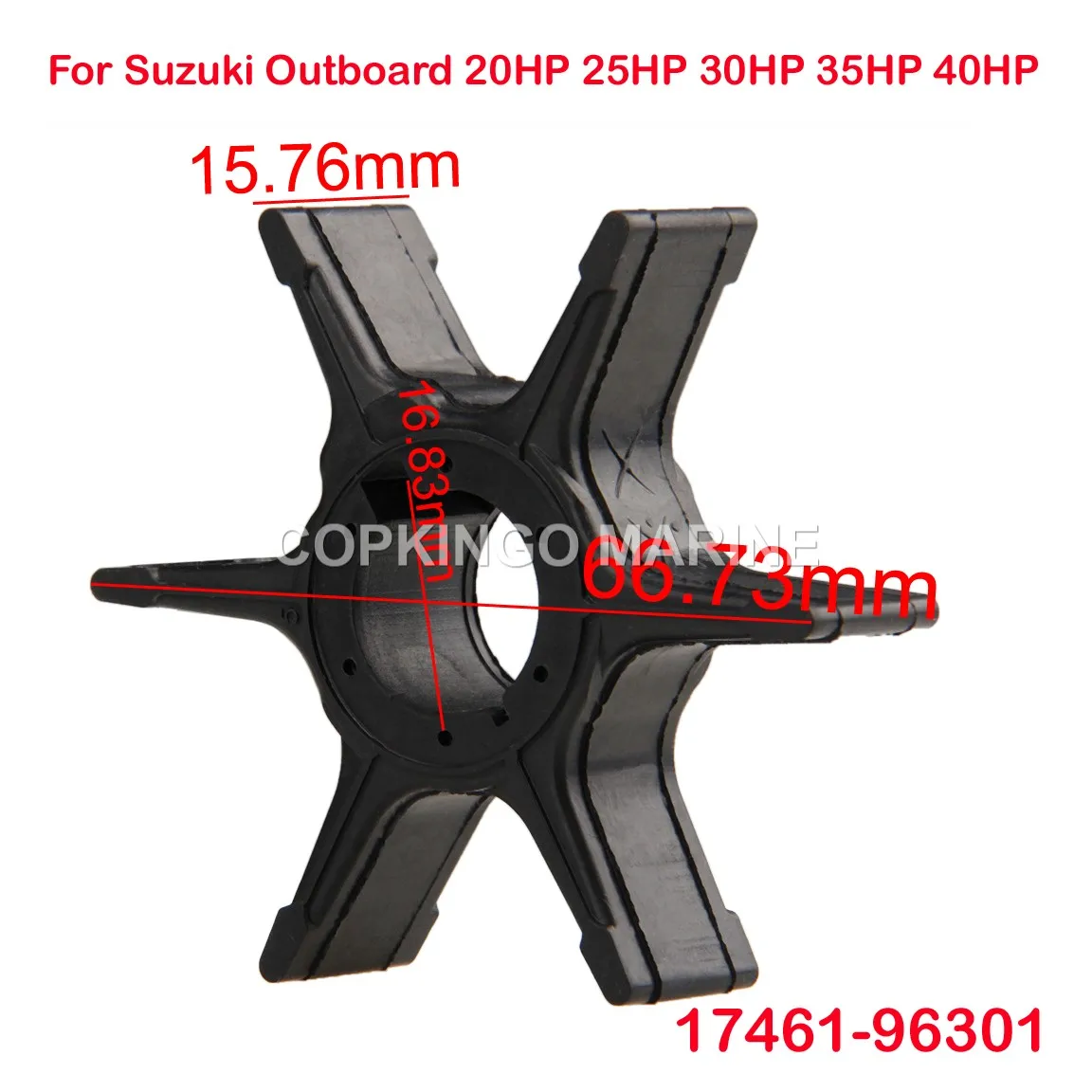 

Boat Water Pump Impeller for SUZUKl outboard 2 Stroke DT20 DT25 DT30 DT35 DT40 17461-96301/96311/96312/96310 18-3096 500362