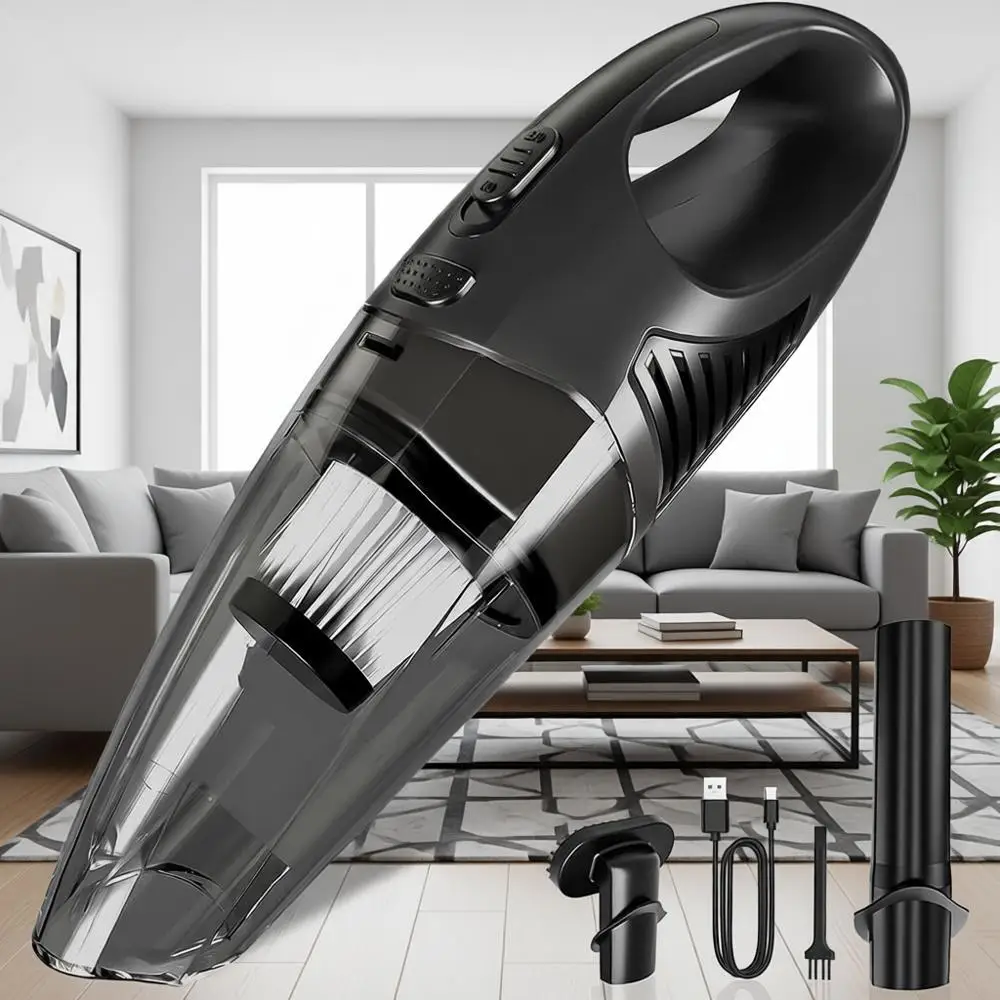 Handheld Vacuum Cordless, Rechargeable Car Vacuum Cleaner with Multiple Attachments, Portable Hand Held Vacuum Suction Power, Mi