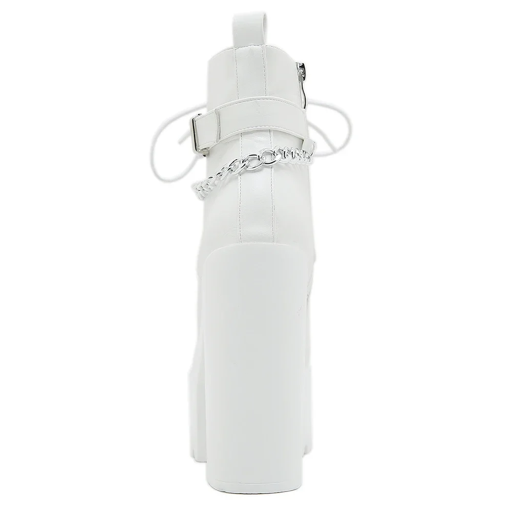 منصة مقاومة للماء أحذية قصيرة للنساء 14 سنتيمتر عالية الكعب الربيع والخريف أحذية نسائية المرحلة كعب سميك الأحذية #5