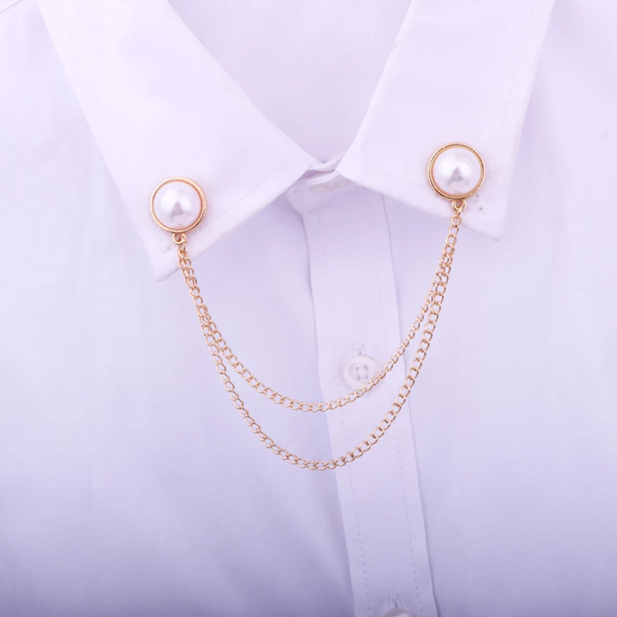 1pc minimalist and fashionable drop oil rose men\'s collar clip shirt chain
