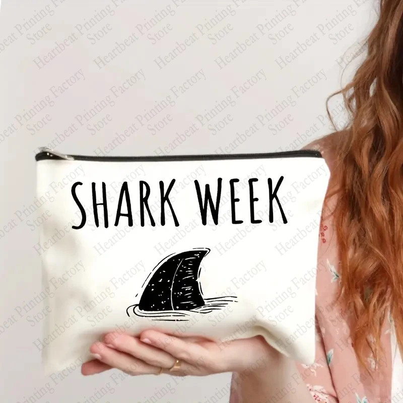 Shark Gifts for Women Makeup Bag Shark-Week Cosmetic Bag Gift for Shark Lover Birthday Friends Bags Pencil Case Women Purse