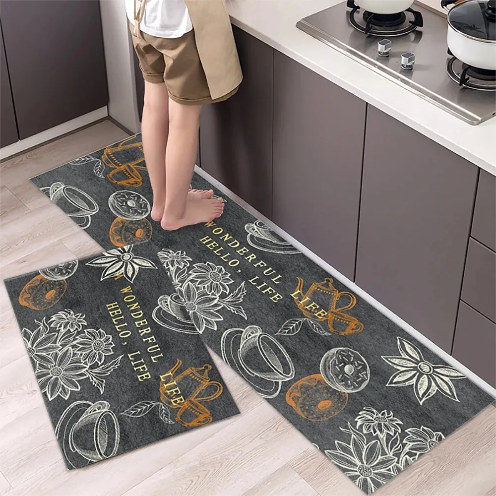 VIKAMA Creativity Kitchenware Coffee Bathroom Kitchen Doorway Durable Soft Carpet Non-slip Dirty Home Decoration