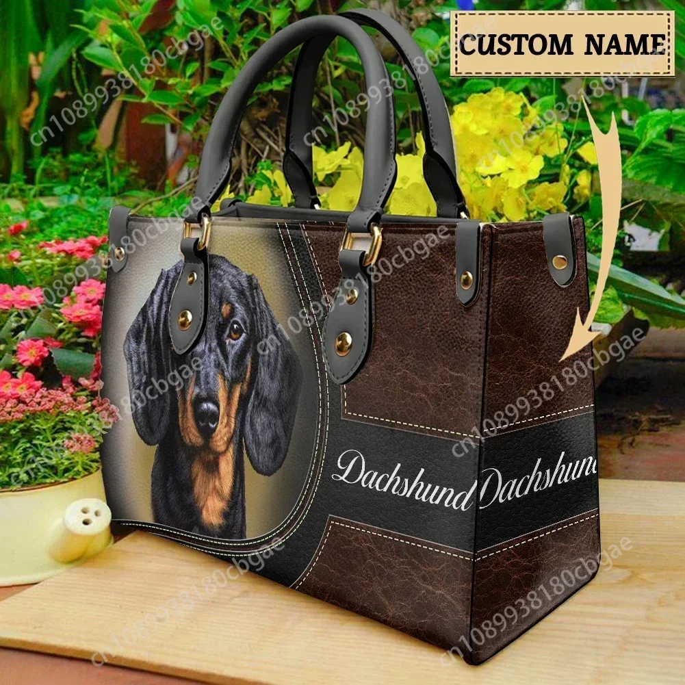

Dachshund French Bulldog Personalized Dog Name Shoulder Bag Female Luxury Casual Tote Bags Girls Daily Street Shopping Handbags