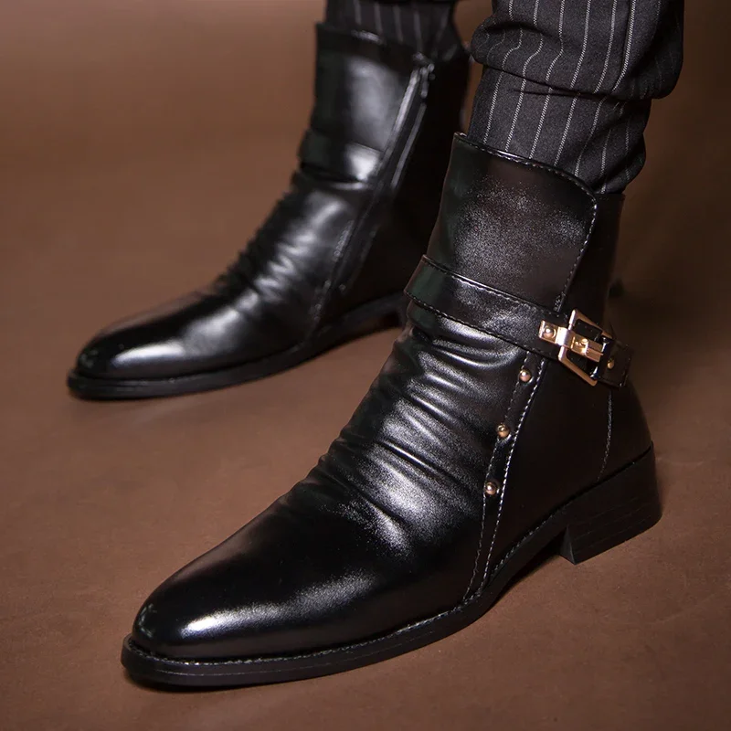 Buty męskie Skórzane modne buty męskie Czarne Wodoodporne Nowy rozmiar 45 Wyprzedaż Casual Wygodne Niska cena Klasyczne obuwie designerskie — zdjęcie 3