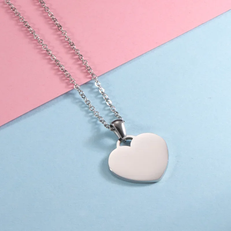 10Pcs/Lot Mirror Polish 20/25mm Heart Pendant Necklace Stainless Steel Cross Chain Necklace For Mens Women's Trends 2024 Jewelry