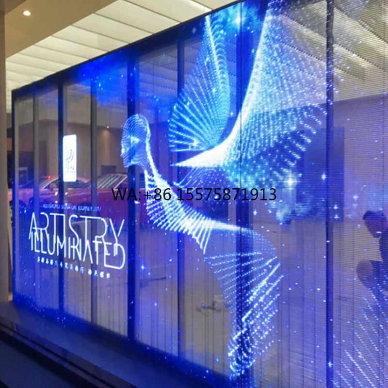 P3.9-7.8 Kingligt High-Brightness Indoor Transparent Creative Water Fall Led Screen Video Glass Wall Color Pantalla Led Window