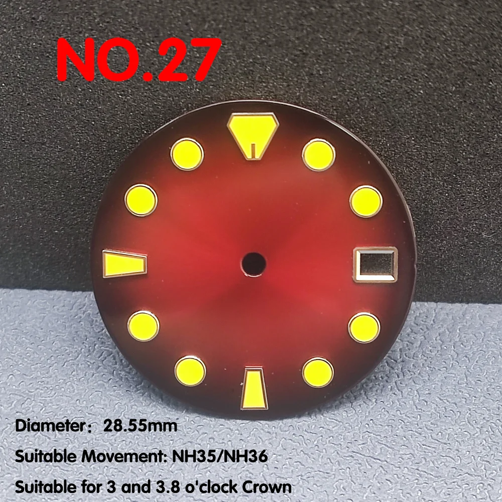 Einzel kalender uhr mit 28,5mm Durchmesser blaues Leucht zifferblatt für Zubehör für Uhrwerke nh35/nh36