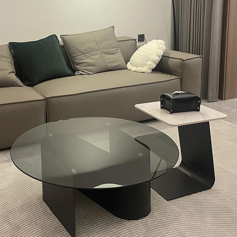 Floor Luxury Design Coffee Tables Modern Glass Metal Transparent Coffee Tables Funky Elegant Table Basse Furniture Living Room