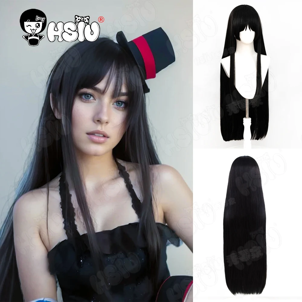 Akiyama Mio Cosplay Wig Fiber synthetic wig「HSIU」80cm Black Long Wig+Wig cap AAnime K-ON！Akiyama Mio Cosplay Wig