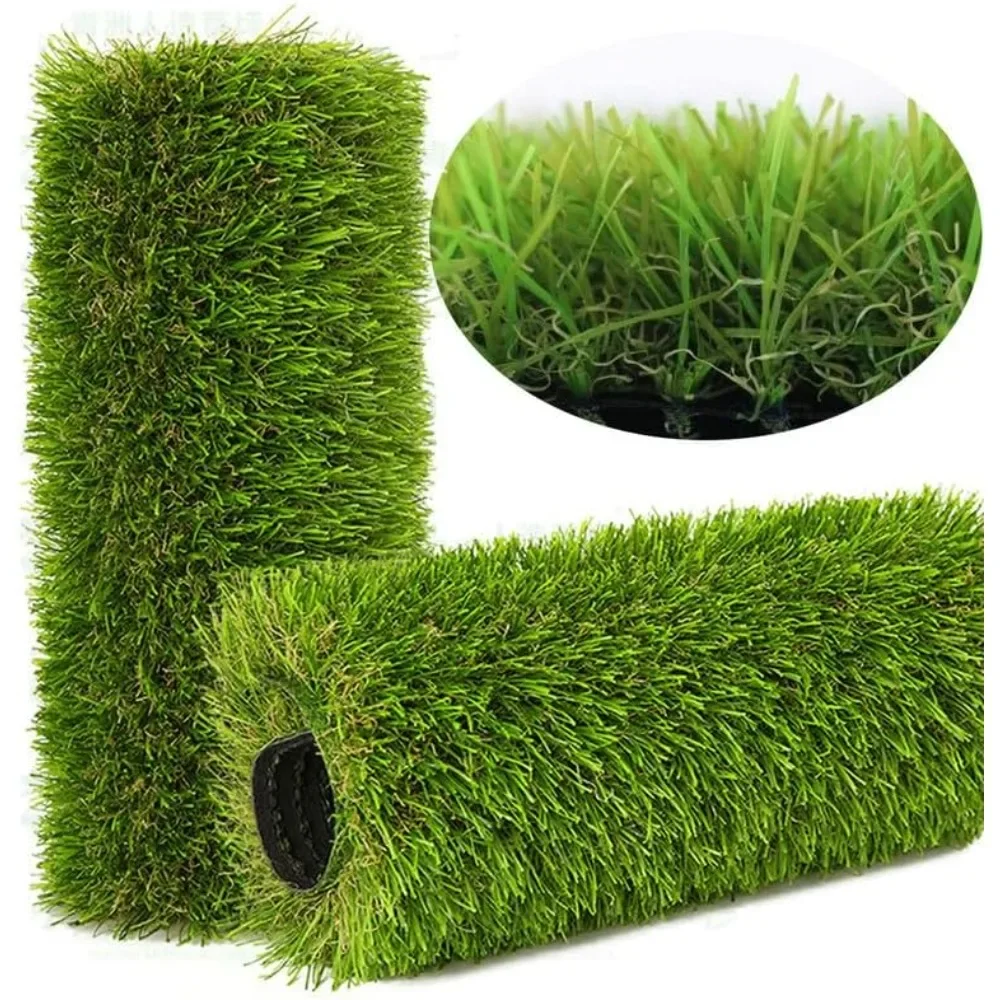 

Artificial 4FTX10FT Fake Grass Carpet Green Synthetic Grass Turf 1.38 Inch with Drain Holes Lawn Landscape Balcony Home Decor