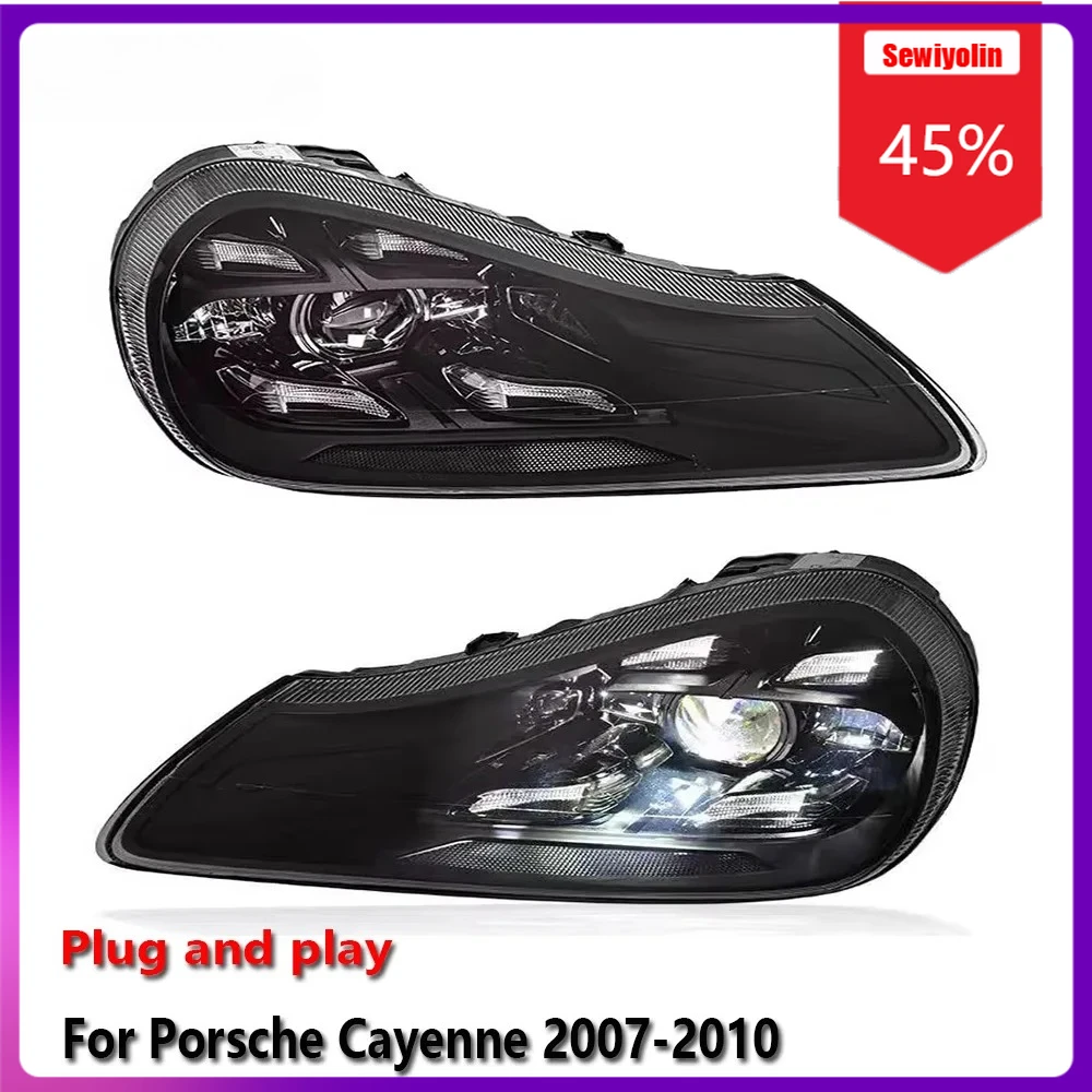 

Sewiyolin автомобильные светодиодные фары в сборе для Porsche Cayenne 2007-2010, противотуманные фары DRL, стоп-сигналы поворота Plug and Play