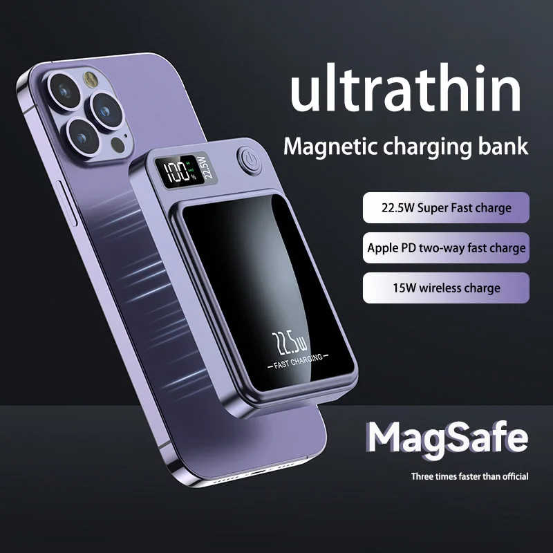 باور بانك لاسلكي مغناطيسي 20000 مللي أمبير 22.5 وات شحن سريع بطارية خارجية لهواتف سامسونج آيفون للطائرة باور بانك للسفر 2025