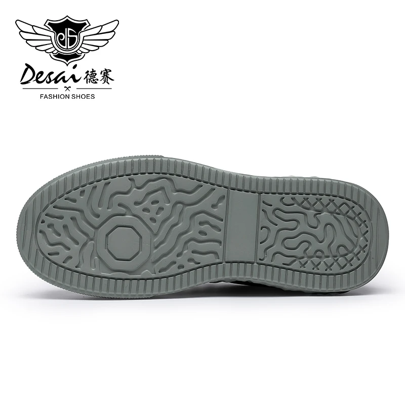 DESAI Brand Men Casual Shoes Sports Soft Outsole White Full Grain Leather Shoes Men Male 2023 Punch Design Breathable