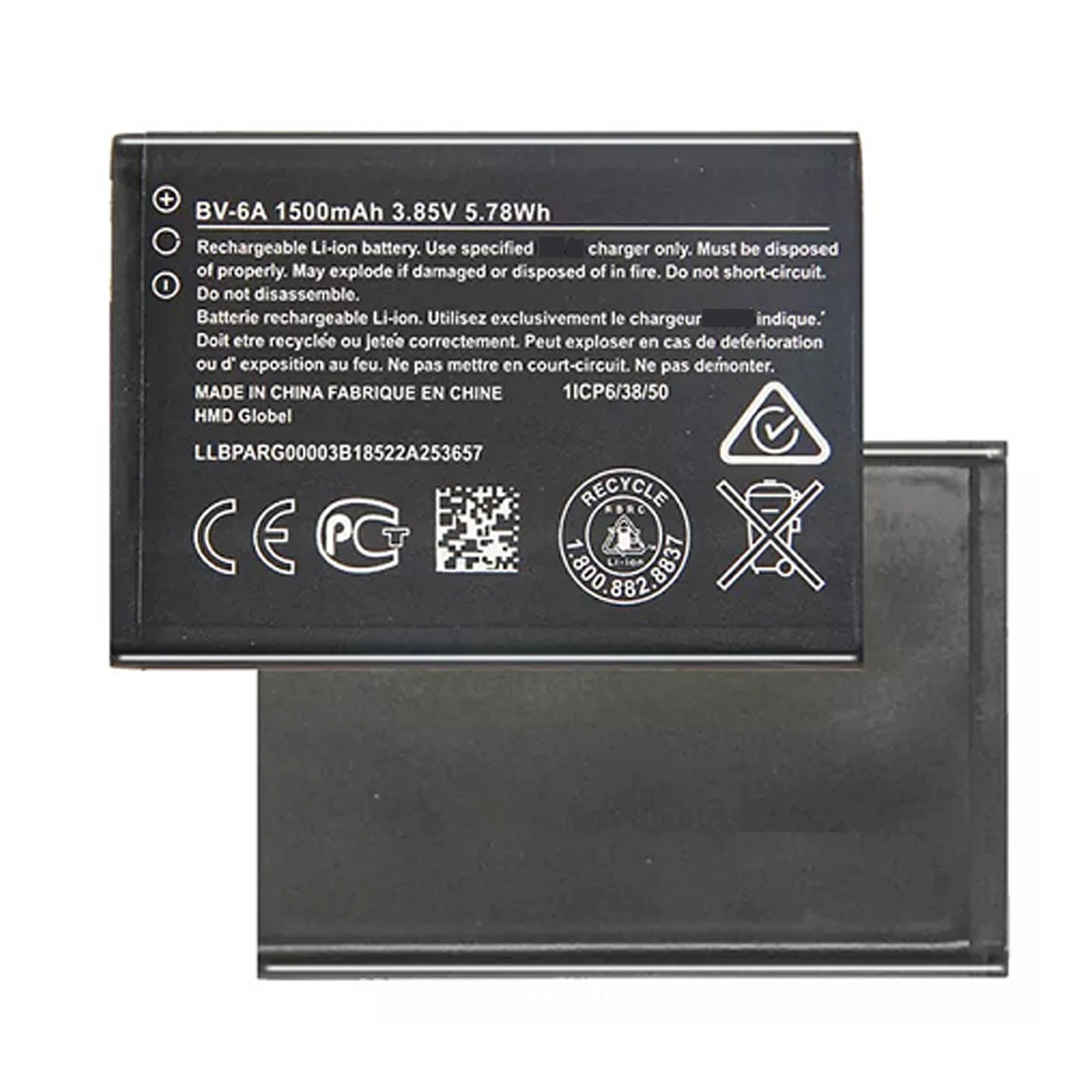 BV-6A Battery for Nokia Banana 2060 3060 5250 C5-03 8110 4G Original Capacity Mobile Phone Batteries Bateria