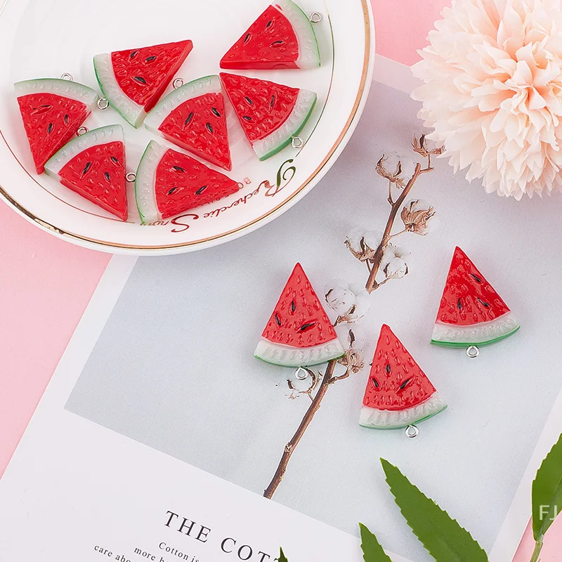 

[YU] 10 шт./упак. подвески из смолы с арбузом для серег, брелок, ожерелье, кулон, ювелирные изделия