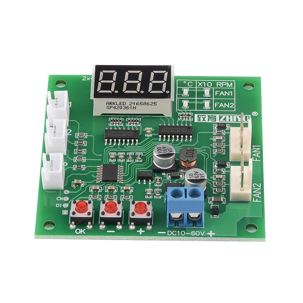 2 Channel DC 12V 24V 48V 4 Wire PWM Motor Fan Speed Controller Digital Display Governor Temperature Control Support EC EBM Fan