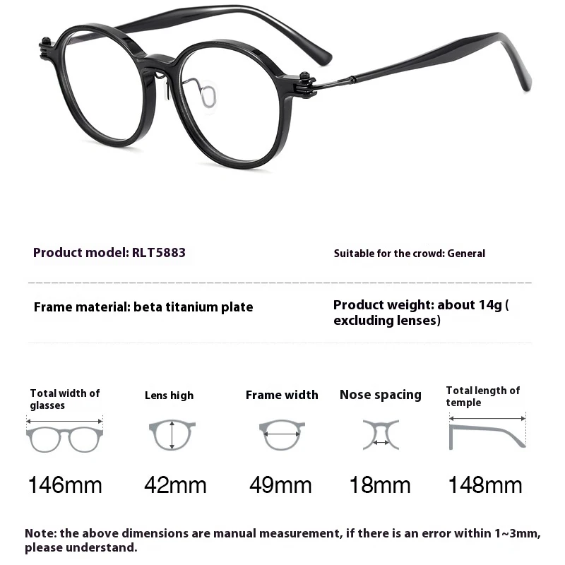 Armação de óculos de titânio puro retrô ultraleve, óculos de prescrição personalizados feitos de fibra de acetato japonês, óculos multifocais