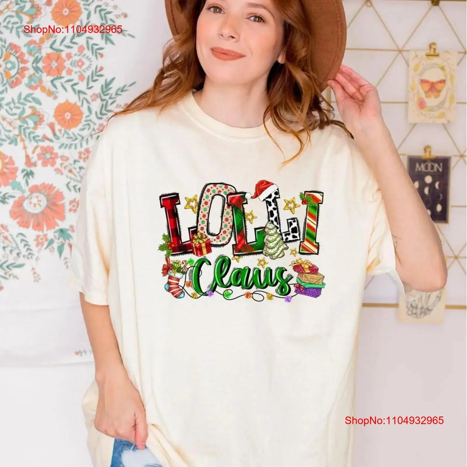 Lolli Claus Christmas T Shirt Family Funny Santa Xmas PNR698 vintage Washed Breathable Slightly Comfortable graphic Stretched