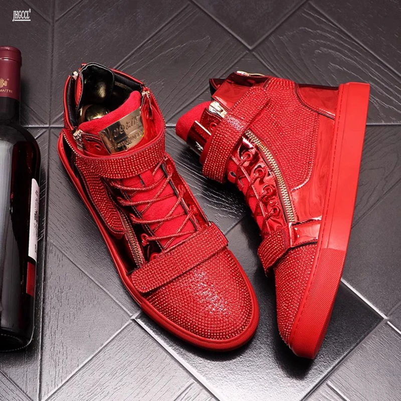 

Luxury men's ankle boots trend sports casual shoes g old high top board shoes youth personality in the personality boot