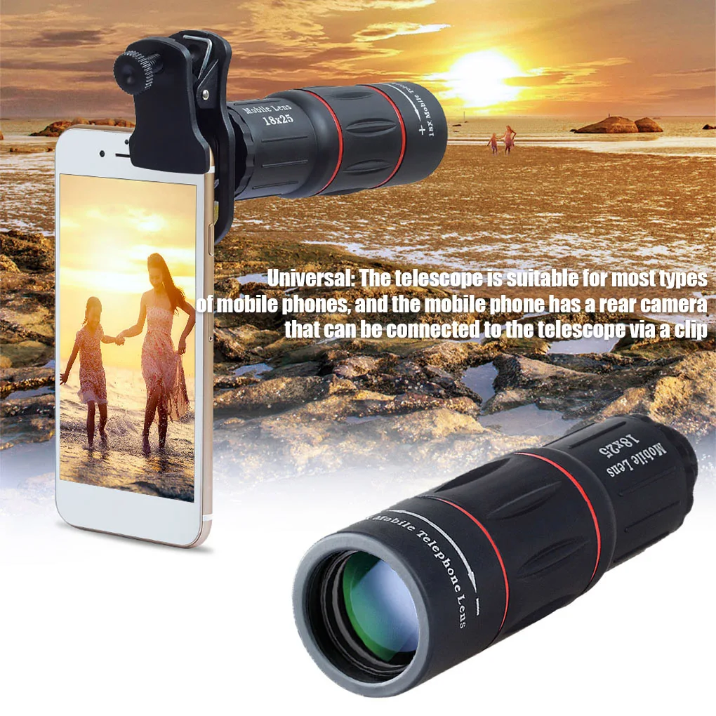 

Portabl Telescope Telephoto Lens 18X Zoom lens with Tripod Monocular Mobile Phone camera Lens for Smartphones lente para celular