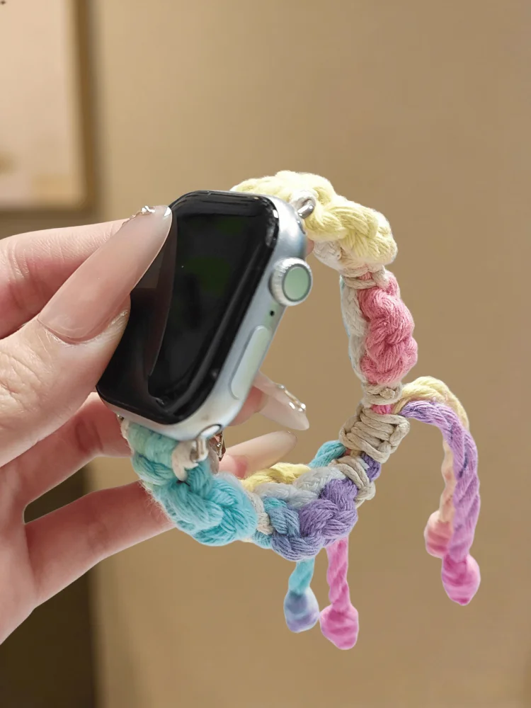 

Простой и роскошный ремешок для часов, совместимый с ремешками iWatch 38 мм, 40 мм, 41 мм, 42 мм, 44 мм, 45 мм, 49 мм, модный ремешок ручной работы.