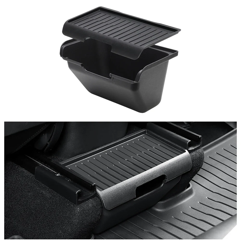 Organizer per Console centrale posteriore per Tesla Model Y TPE scatola portaoggetti per sedile posteriore con coperchio antiscivolo accessori per