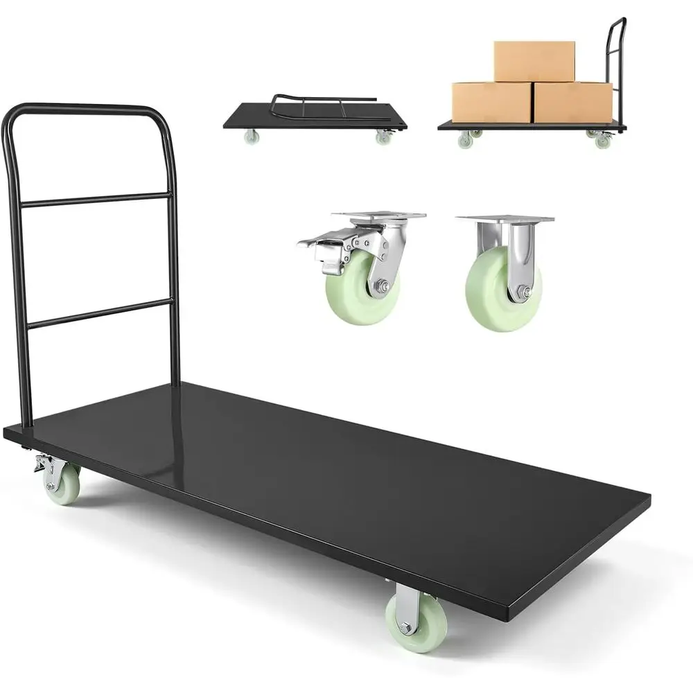 

60 x 28 Heavy-Duty Platform Truck - Upgraded Steel Cart with Swivel Wheels for Industrial, Warehouse, and Moving Use