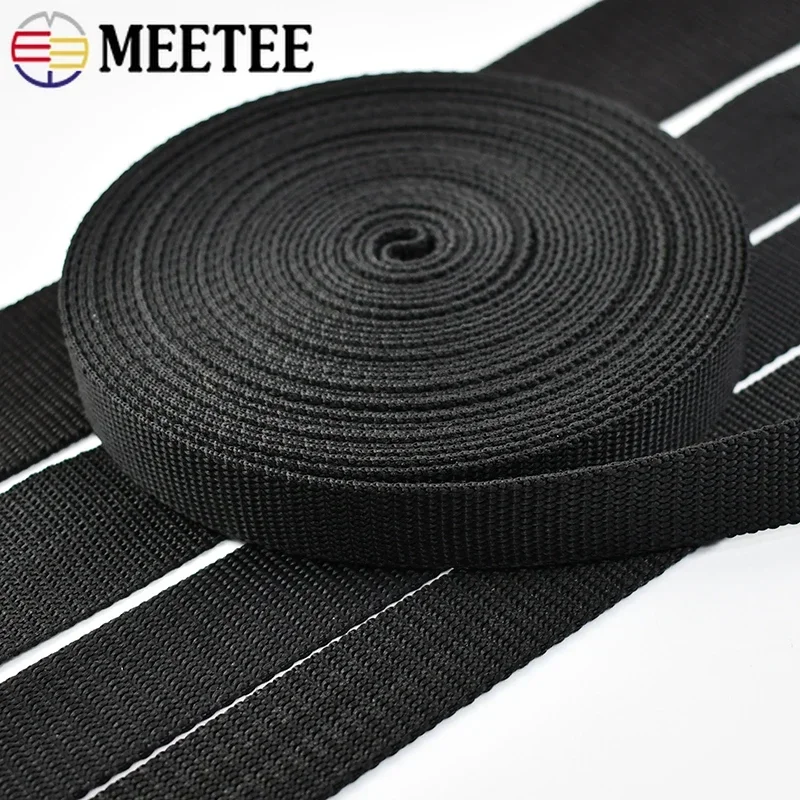 5M 20/25/30/38/50mm Black Nylon Webbing 2mm Thick Sewing Webbings Strap Backpack Belt Sling Tapes Ribbon Trimmings Accessories