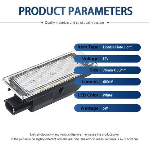 2 st Canbus utan fel LED-lampa, nummerplåtsbelysning för Renault Laguna 3 2007 2008 2009 2010 2011 2012 2013 2014 2015 - 10 best sales Megane 2 LED - №8