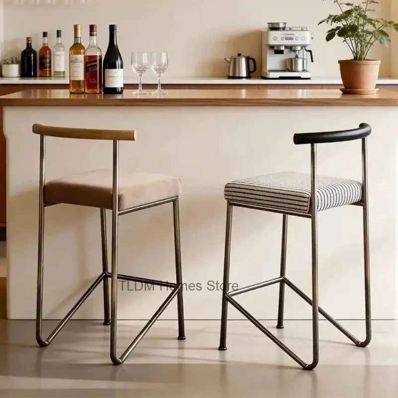 Luxury Metal Bar Chair With Backrest Relaxing Minimalist Dining Room Bar Chair Nordic Chaise De Bar Velour Kitchen Furniture