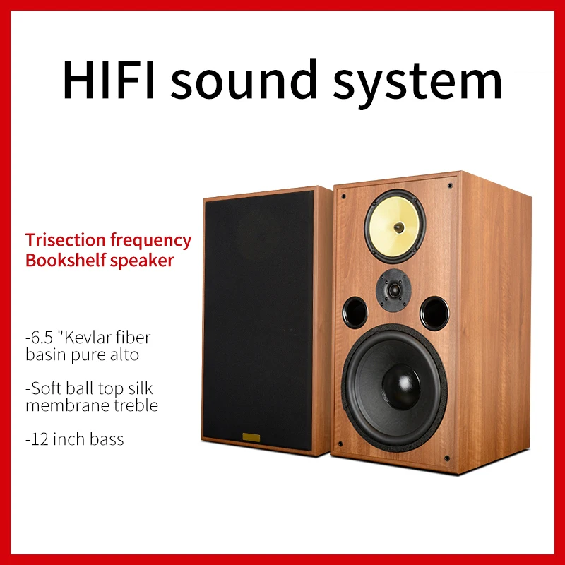 YYAUDIO 12 inch Three Frequency Bookshelf Box Hifi 80W 6Ohm Bookshelf Speaker High Quality Home Theater Speaker Sound Box