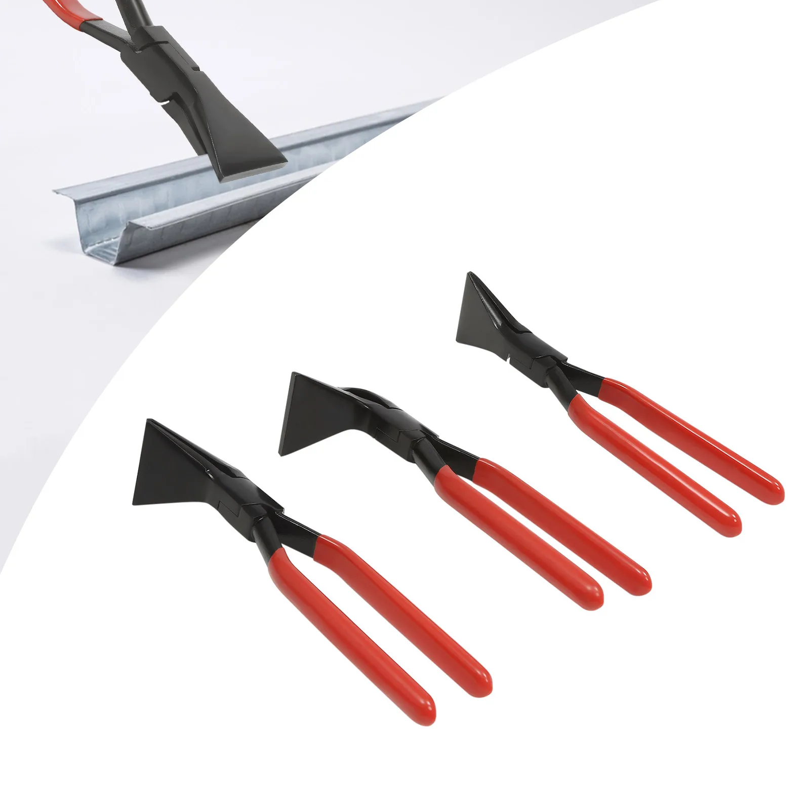 

3-Piece Hand Seamers Sheet Metal Tools, Sheet metal Bending Pliers Set Straight, 45° & 90° Metal Bender Tool