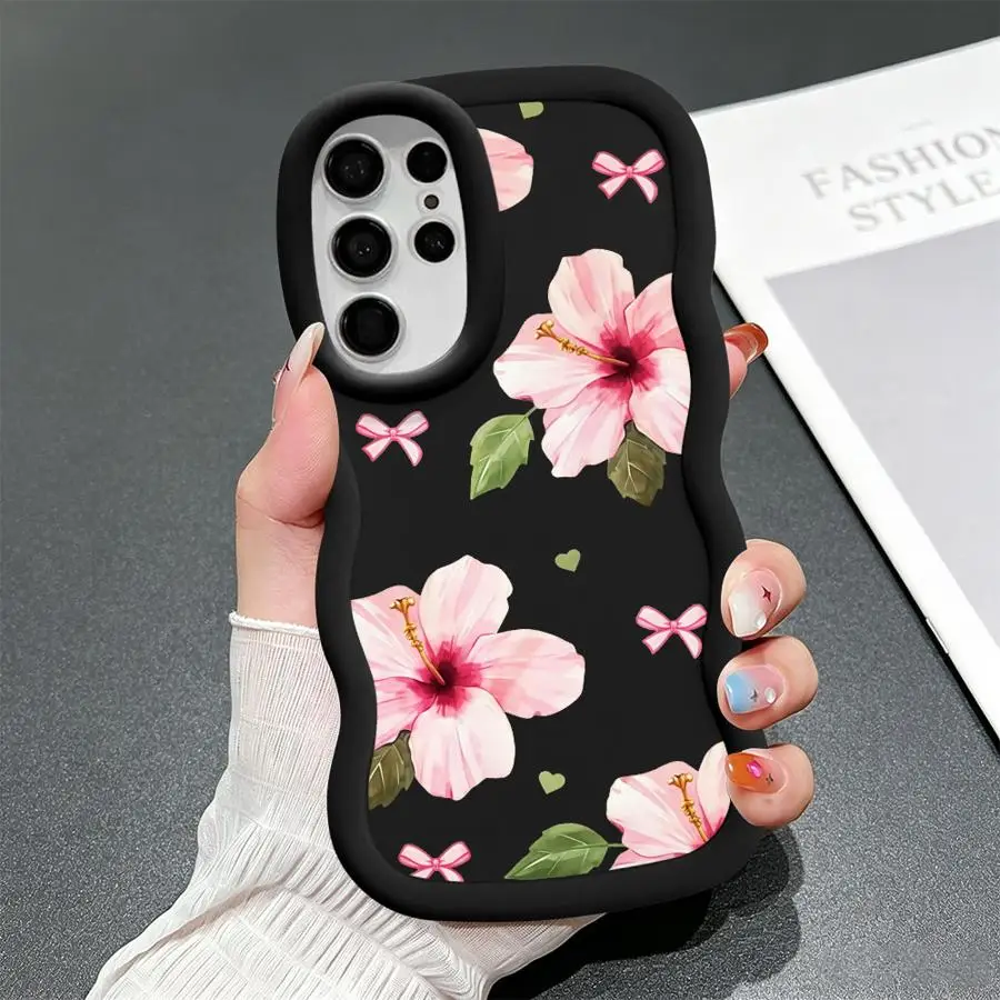Pink Hibiscus Soft Phone Cover Case for Samsung Galaxy S26 S23 Plus S21 S22 Ultra S24 S25 S24+ S25+ S20 FE